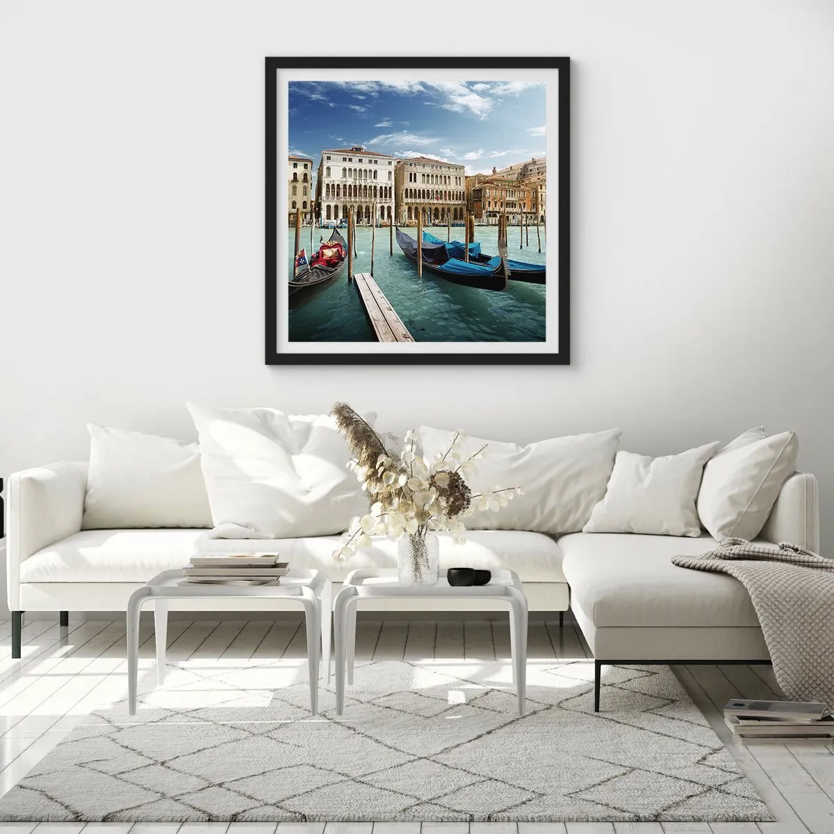 Poster în ramă neagră - Palate în albastru - 30x30 cm