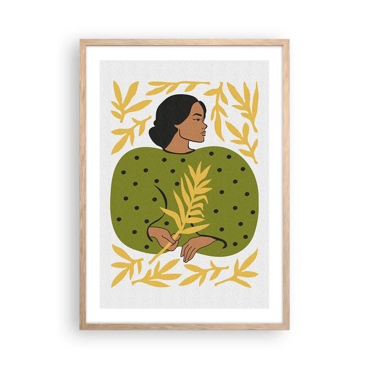 Poster în ramă de stejar deschis - Fata hawaiiană - 50x70 cm