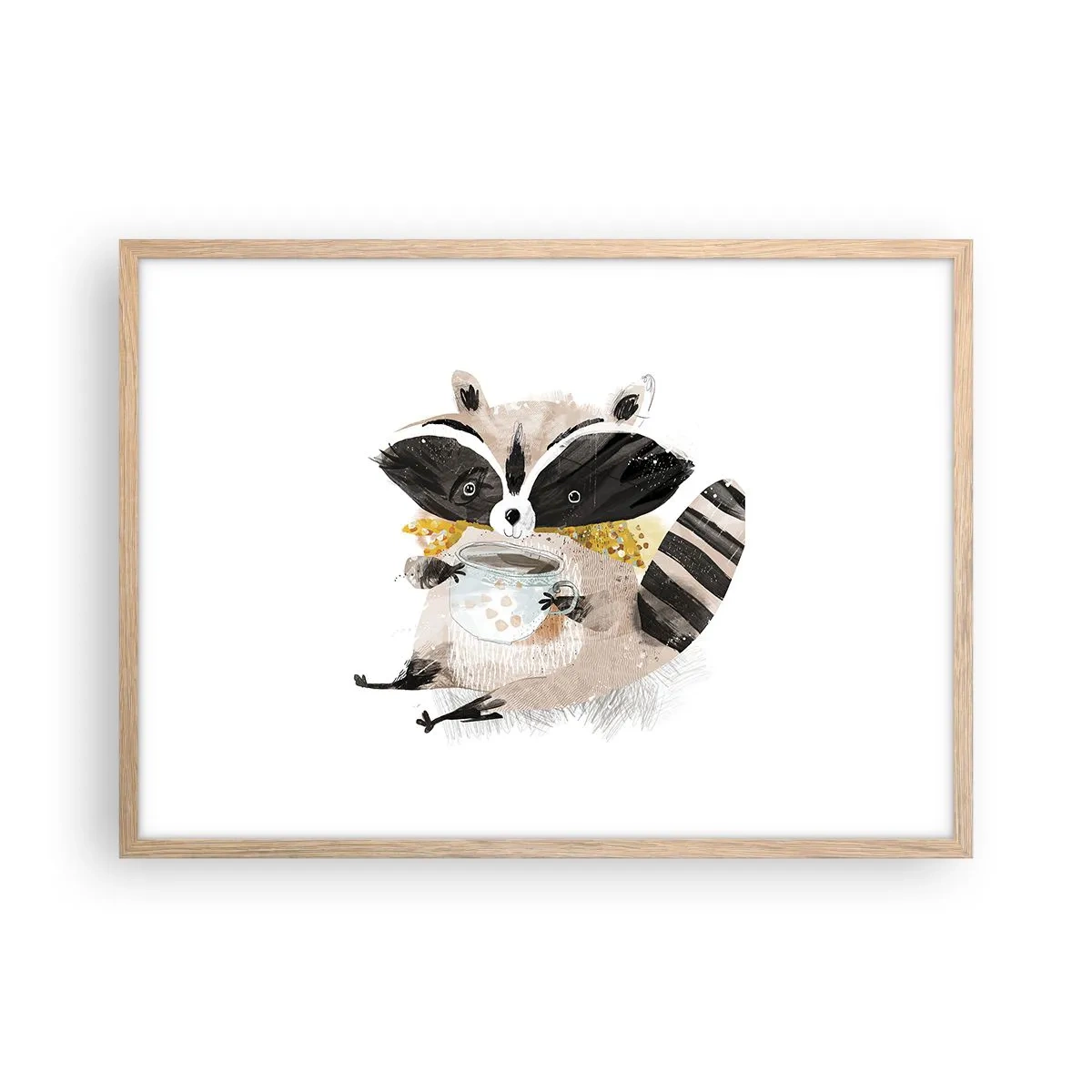 Poster în ramă de stejar deschis - Prietenul meu ratonul - 70x50 cm