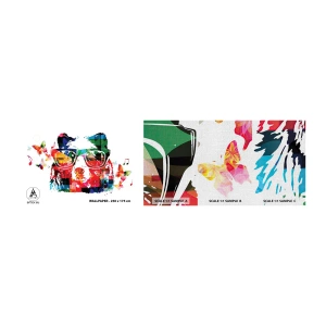 Mostră tapet Premium Canvas - Îmi place ursul! - Abstracția, Urs, Ochelari - 100x30 cm