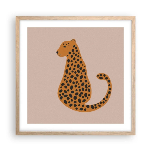 Poster în ramă de stejar deschis - Modelul leopard este tot timpul la modă - 50x50 cm