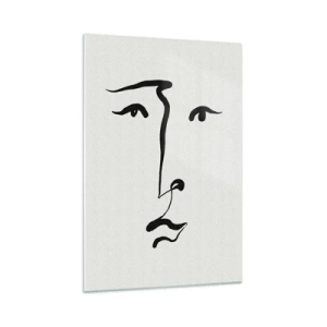 Tablou pe sticlă - Portret tras cu o linie - 70x100 cm