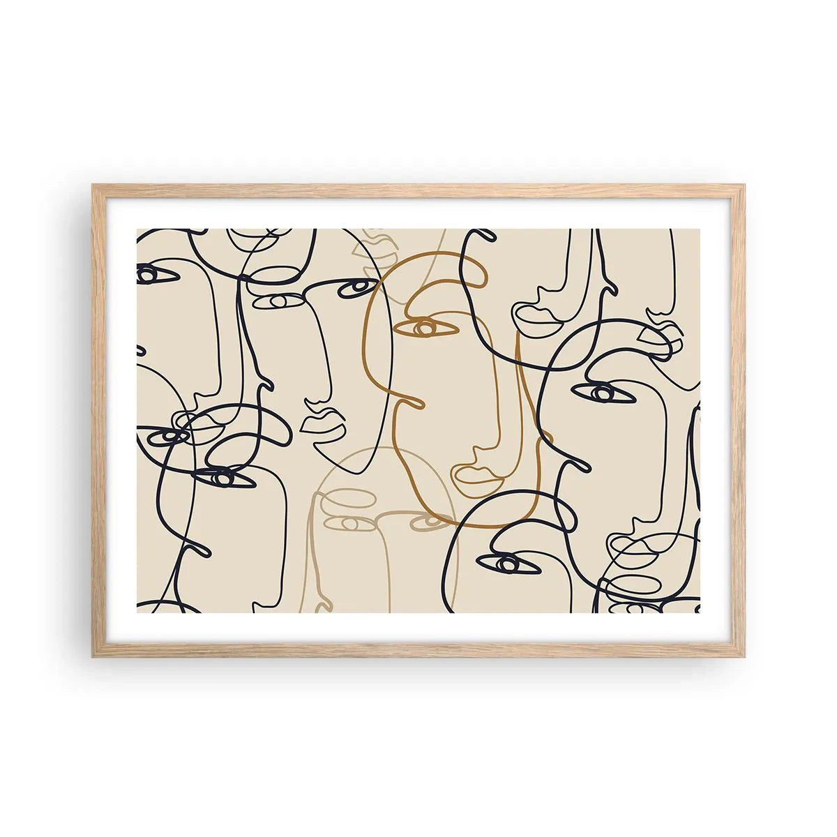 Poster în ramă de stejar deschis - Portret multiplicat - 70x50 cm