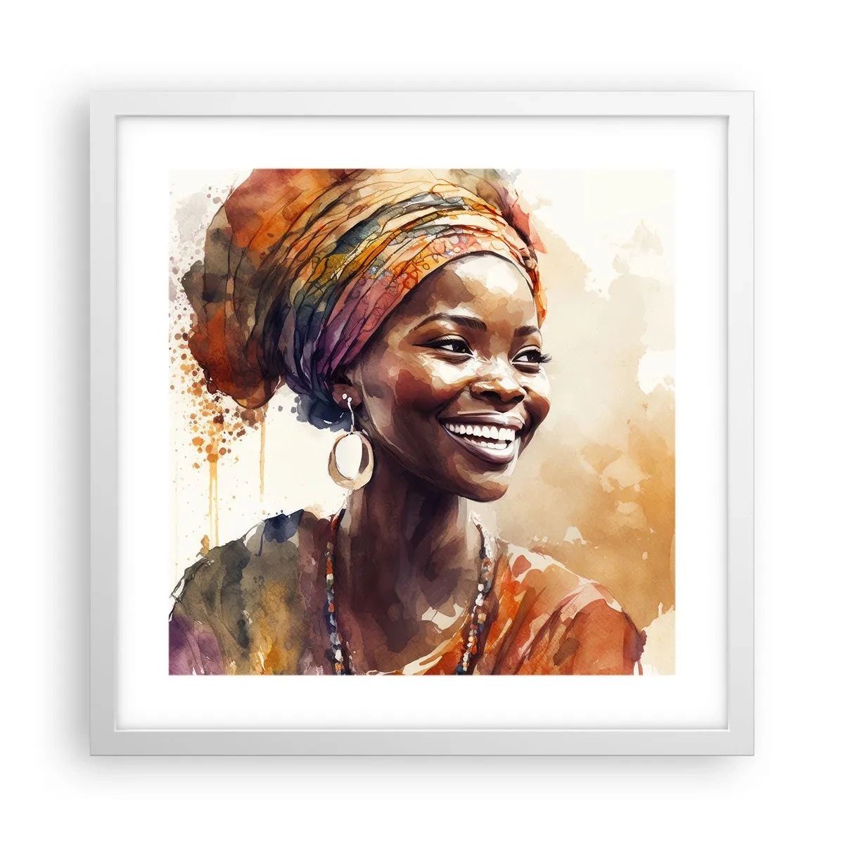Poster în ramă albă - Regina africană - 40x40 cm