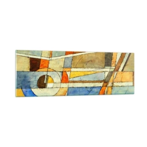 Tablou pe sticlă - Cubismul în construcție - 90x30 cm
