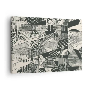 Tablou pe pânză Canvas - Modele geometrice abstracte în nuanțe de verde pe un fundal deschis - 70x50cm - Dinamica de astăzi - Decorațiune modernă pentru perete pentru living și dormitor ARTTOR