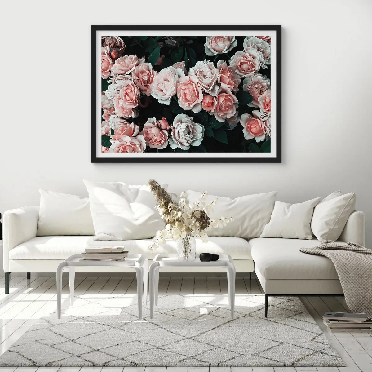 Poster în ramă neagră - Ansamble de trandafiri - 70x50 cm