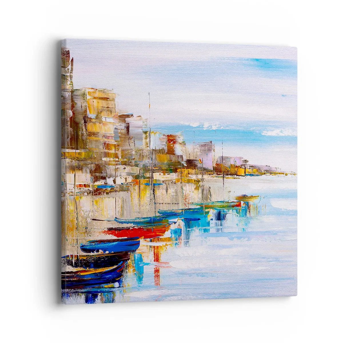 Tablou pe pânză - Port urban multicolor - 40x40 cm
