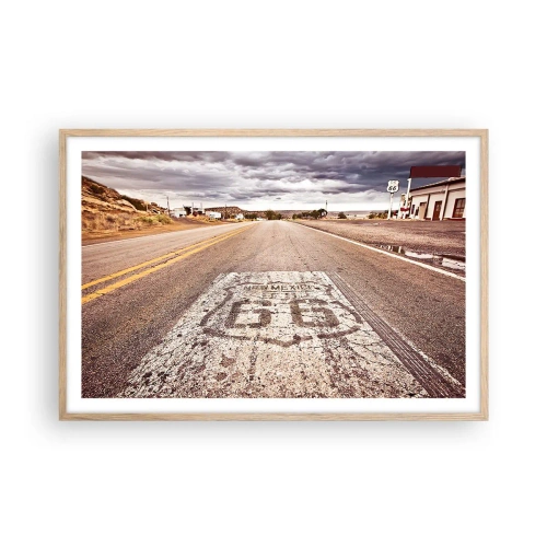 Poster în ramă de stejar deschis - Mother Road - o legendă americană - 91x61 cm