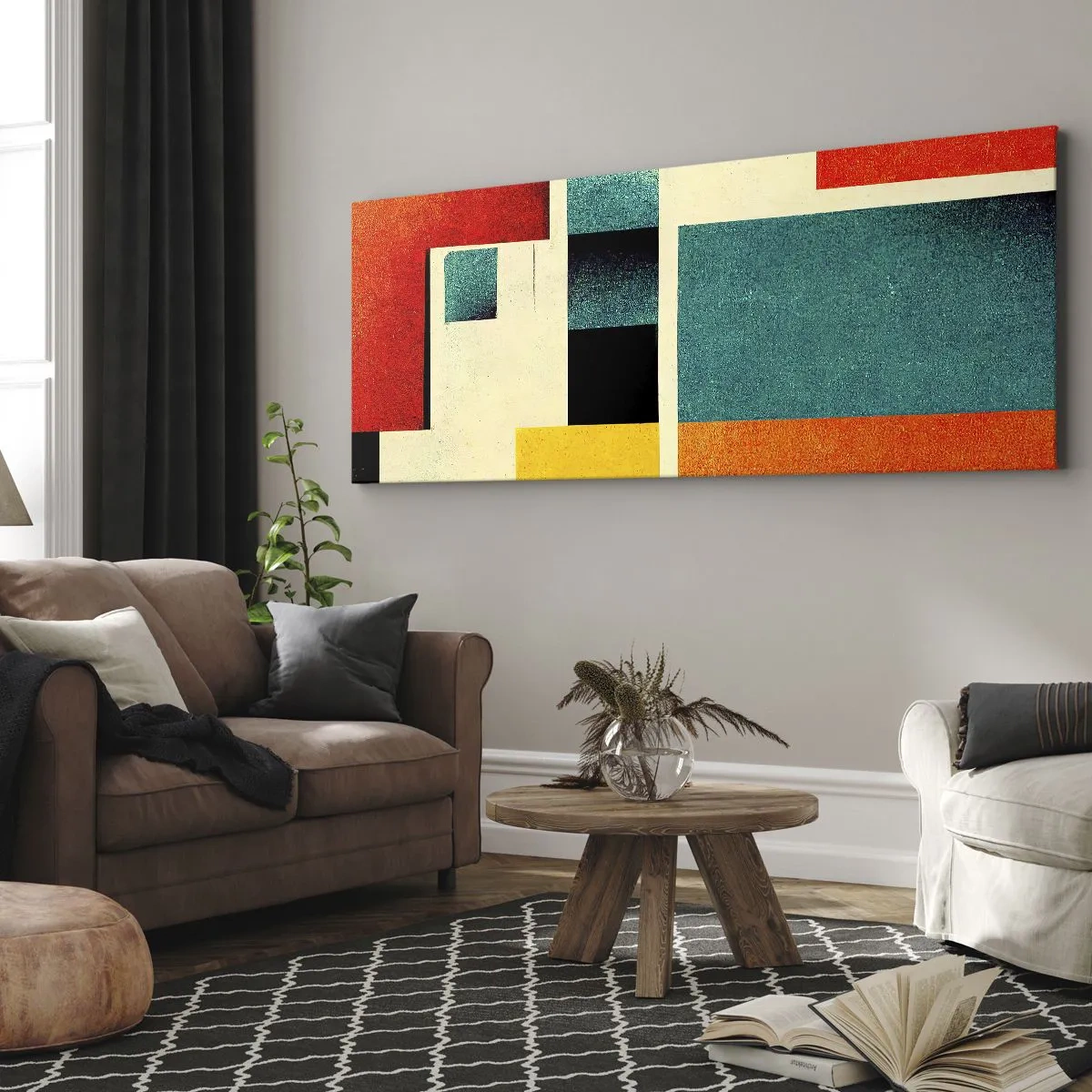 Tablou pe pânză - Abstracție geometrică - energie bună - 100x40 cm