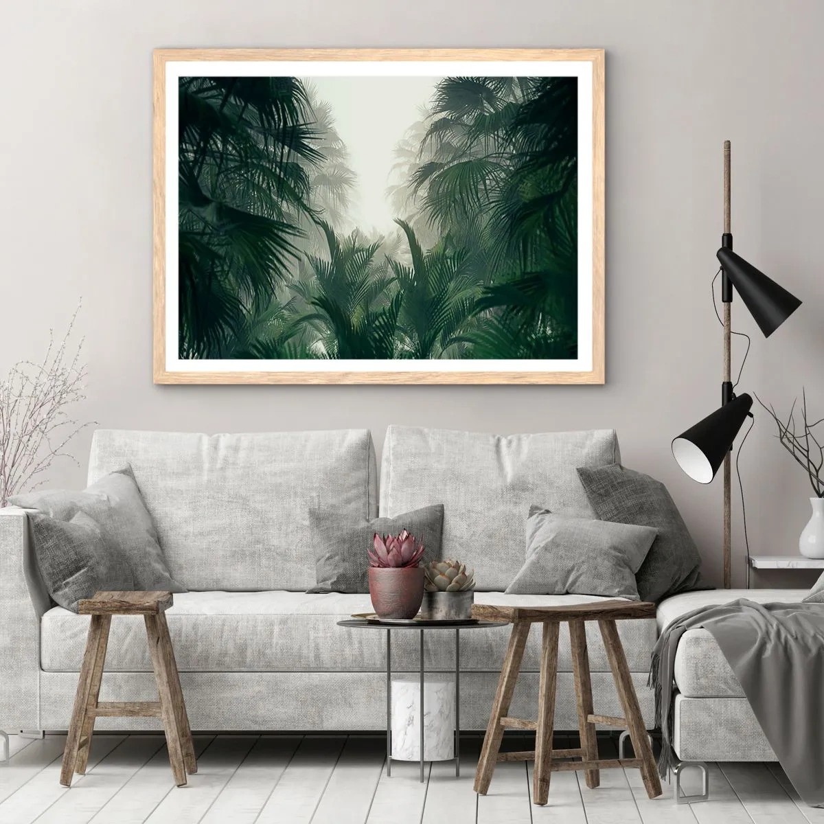 Poster în ramă de stejar deschis - Mister tropical - 50x40 cm