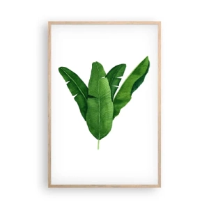 Poster în ramă de stejar deschis - Simetrie verde - 61x91 cm
