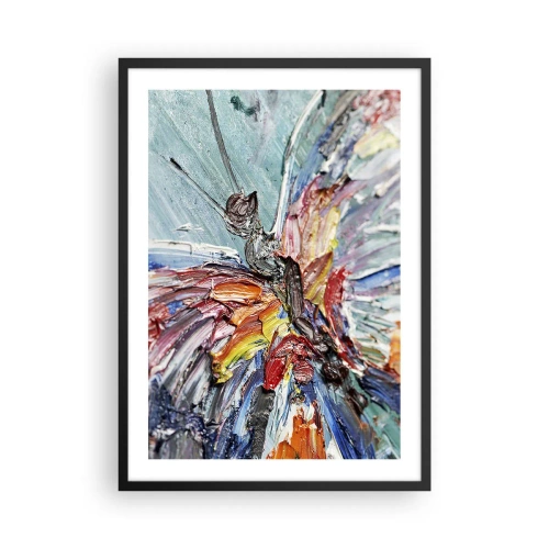 Poster în ramă neagră - Un fluture abstract în culori și texturi intense. - 50x70cm - Pictat de natura - Decorațiune modernă pentru perete pentru living și dormitor ARTTOR