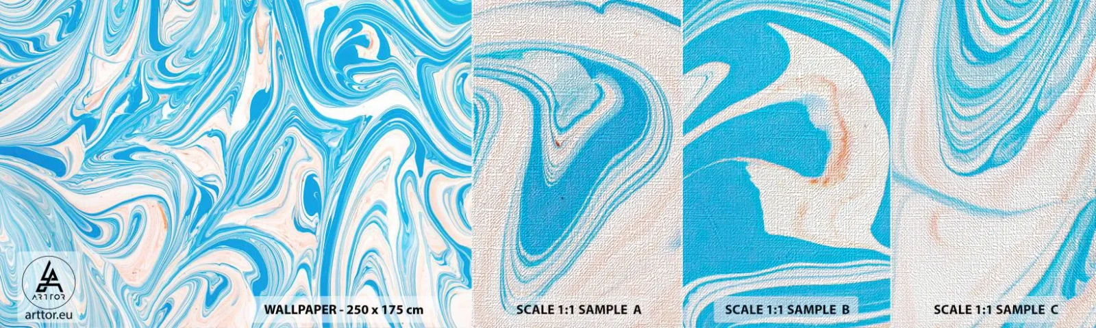 Mostră tapet Premium Canvas - Splash în turcoaz - Abstracția, Bucată, Model modern - 100x30 cm