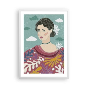 Poster în ramă albă - Cu melancolie în privire - 50x70 cm