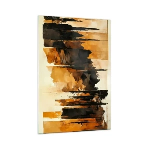 Tablou pe sticlă - Armonie de negru și auriu - 80x120 cm