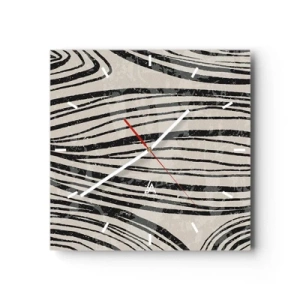 Ceas de perete - Ceas pe sticlă - Deversare de linii - 30x30 cm