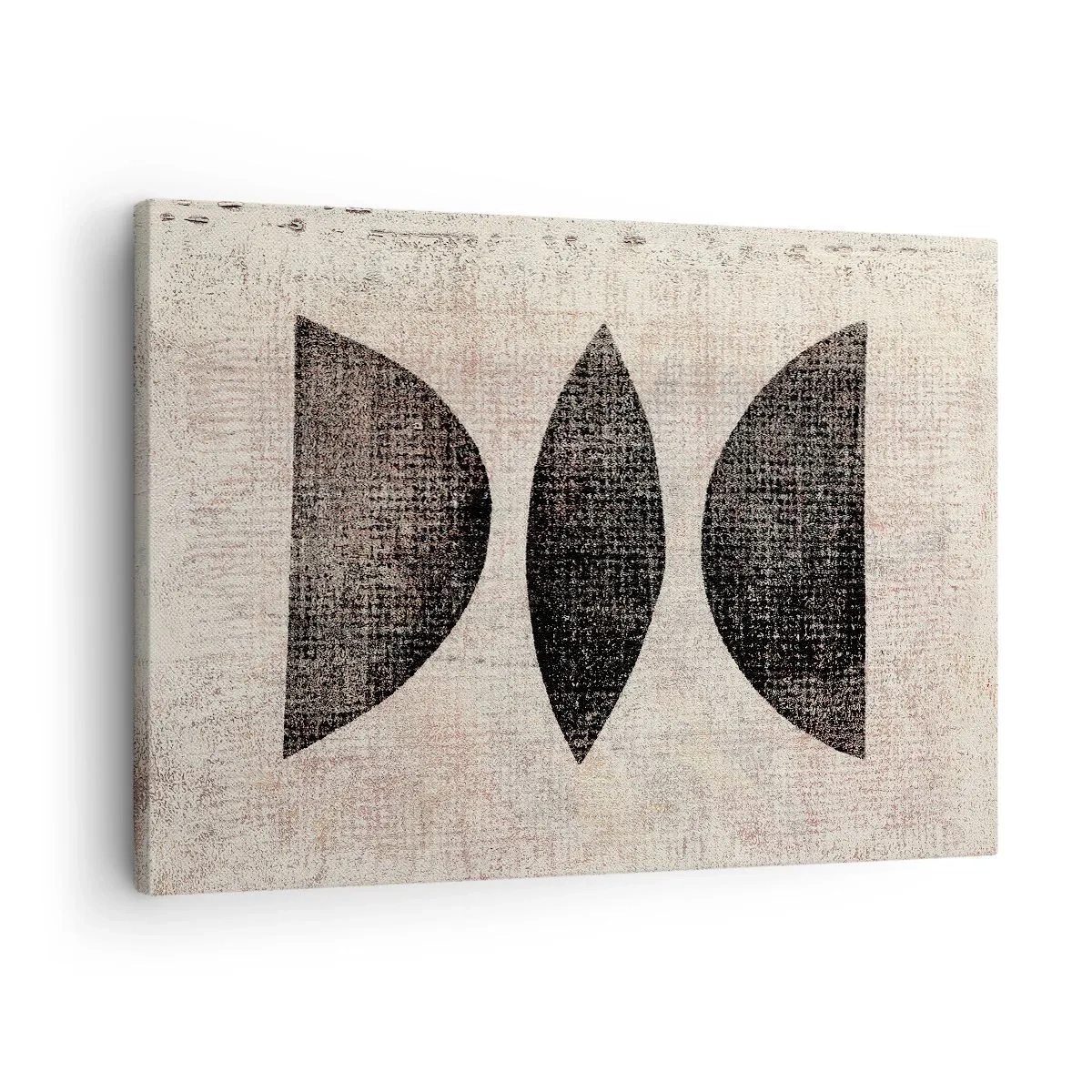 Tablou pe pânză Canvas - Forme etnice în tonuri întunecate pe un fundal deschis - 70x50cm - Abstracție etnică - Decorațiune modernă pentru perete pentru living și dormitor ARTTOR