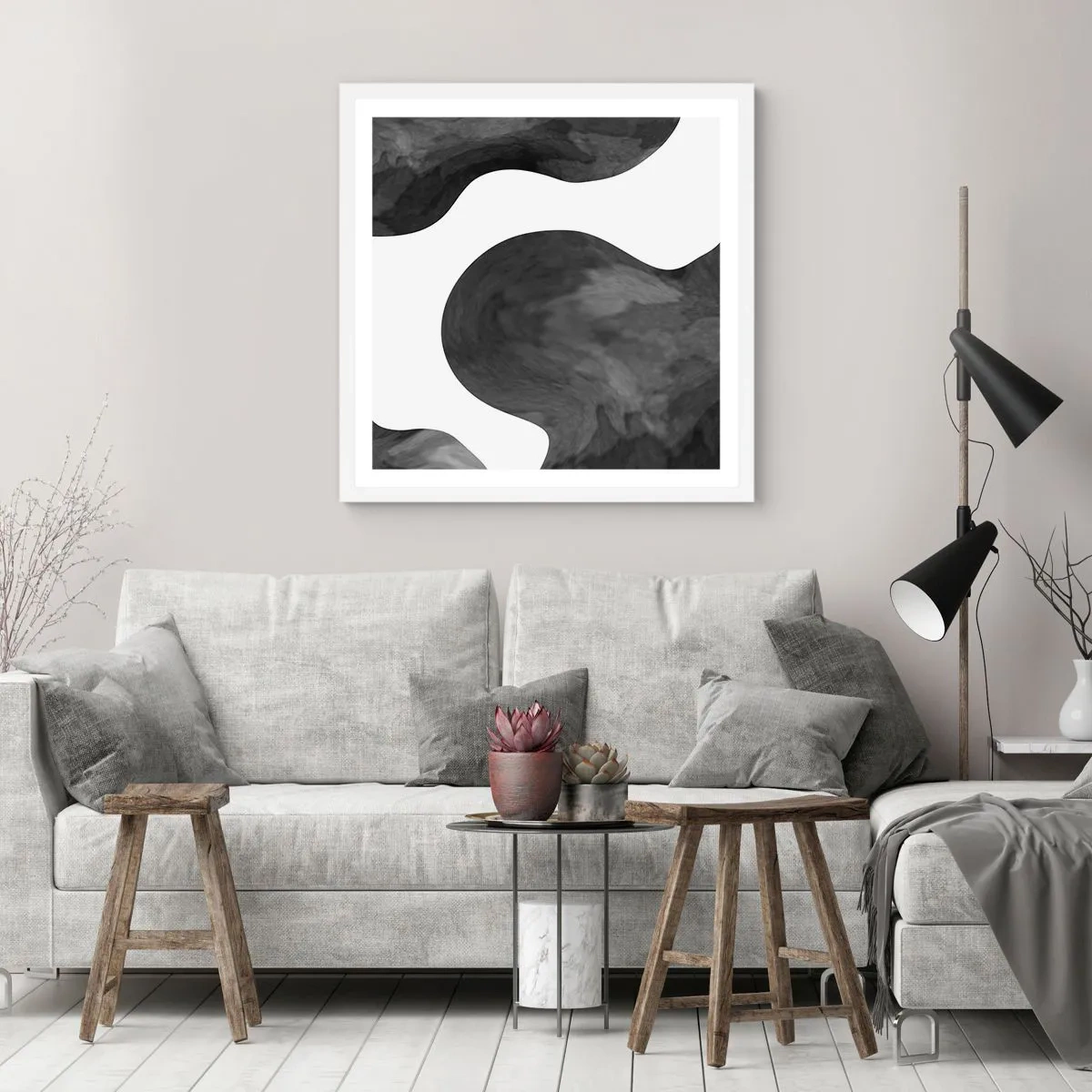 Poster în ramă albă - Calea Lactee - 30x30 cm