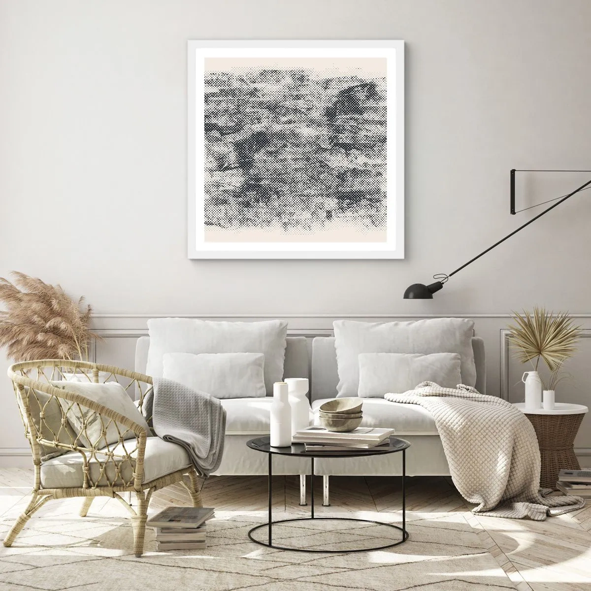 Poster în ramă albă - Compoziție cețoasă - 40x40 cm