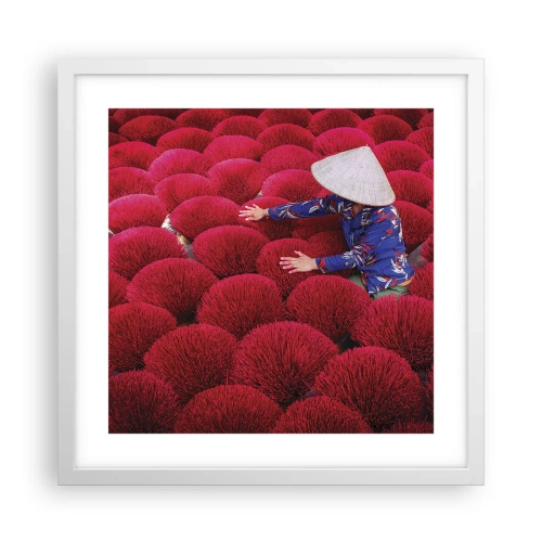 Poster în ramă albă - Într-un câmp de orez - 40x40 cm