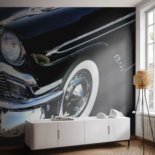 Tapet Premium Sand - Clasicul în argintiu, negru și alb - Automobile, Mașină, alb și negru - 100x70 cm