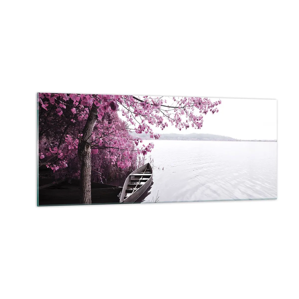 Tablou pe sticlă - În tăcerea roz - 100x40 cm