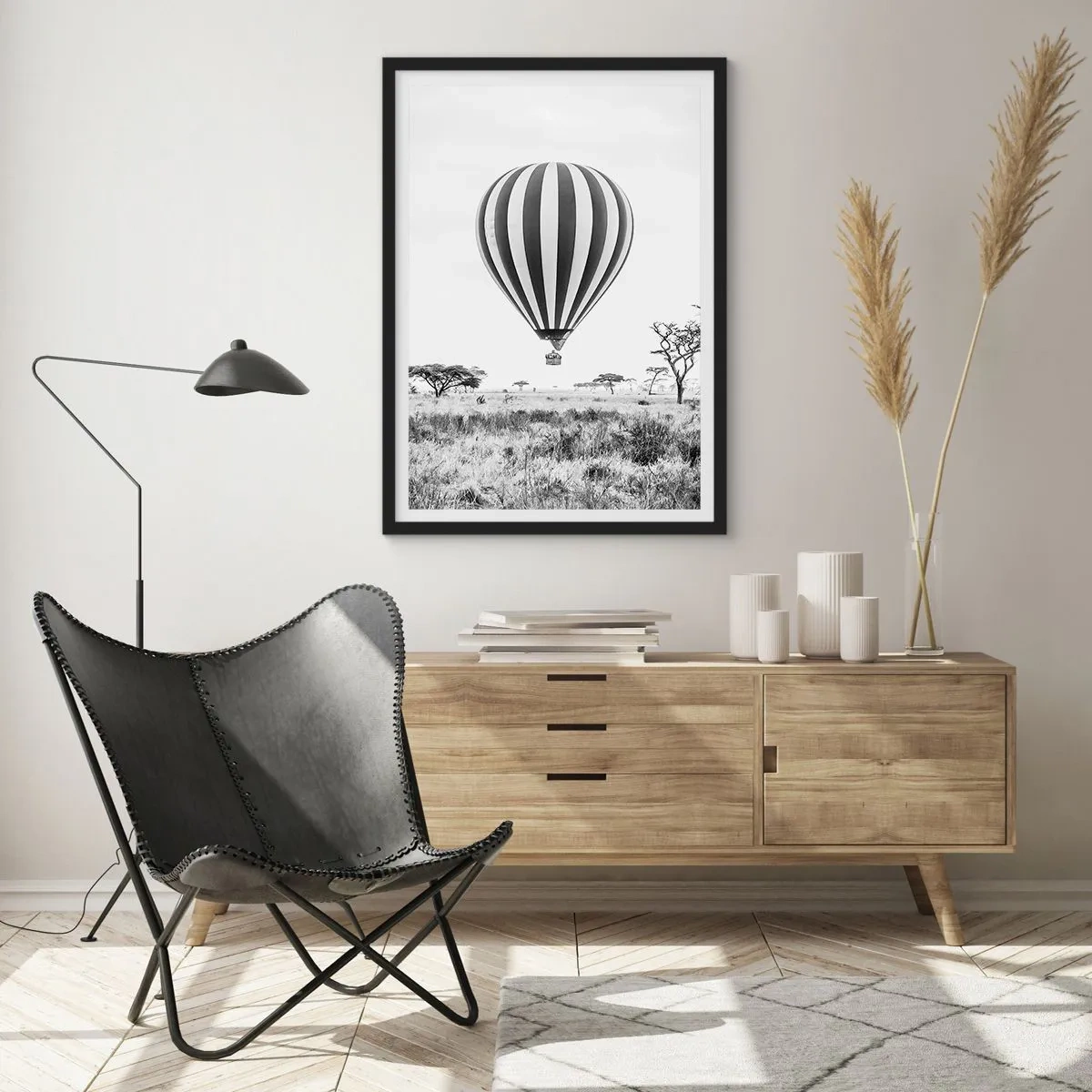 Poster în ramă neagră - Peste savană - 40x50 cm