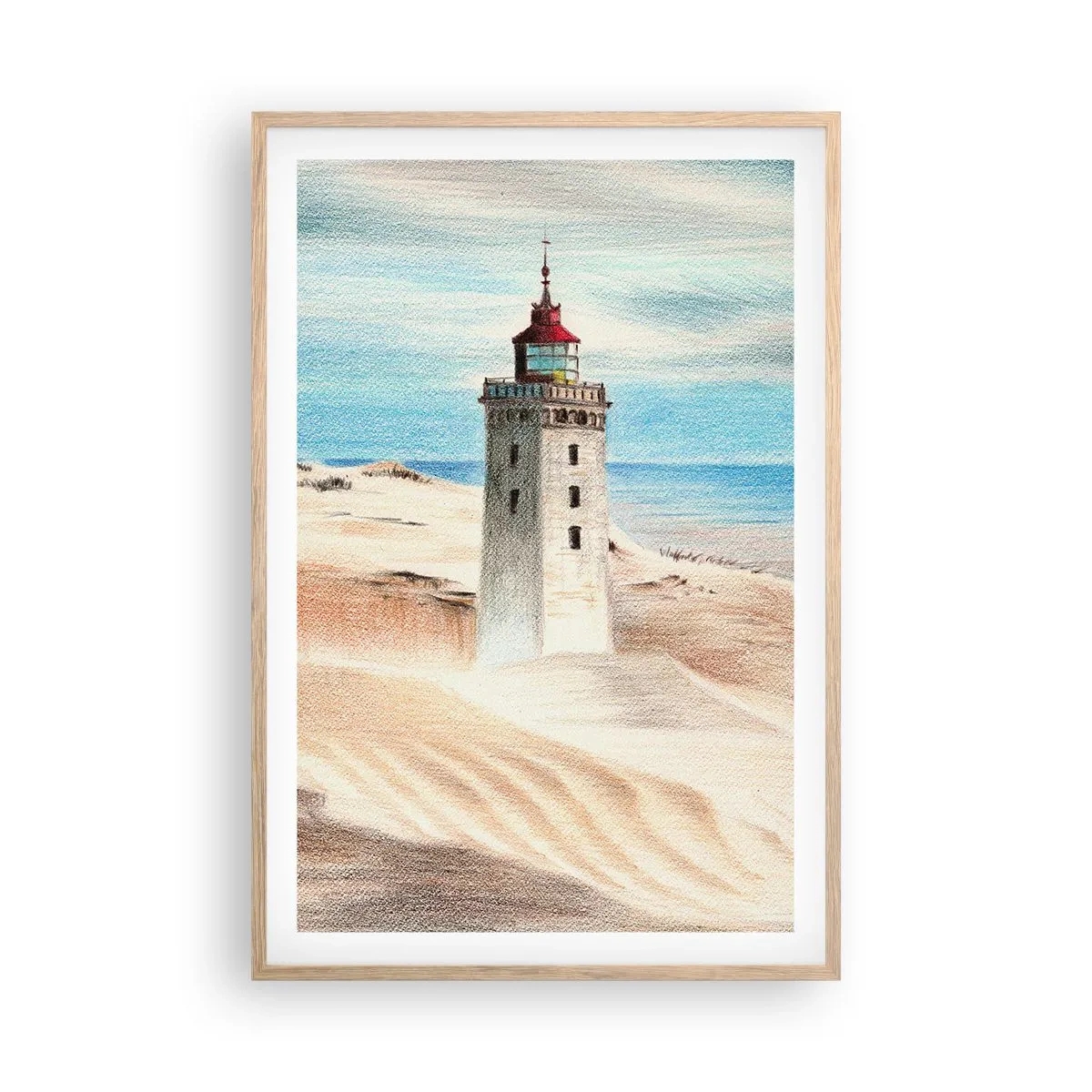 Poster în ramă de stejar deschis - Privind mereu marea - 61x91 cm