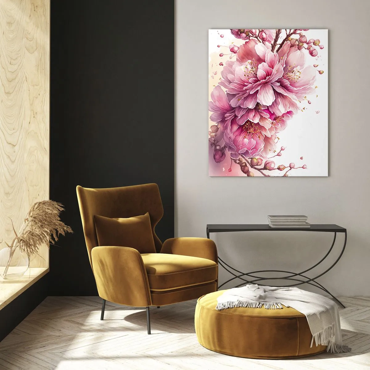 Tablou pe sticlă - Flori de cireș - 50x70 cm