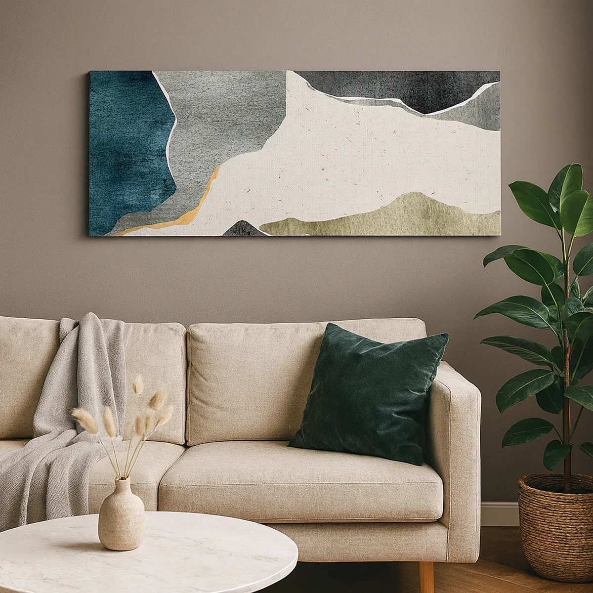 Tablou pe pânză - Compoziție mozaic cu fir de aur - 30x30 cm