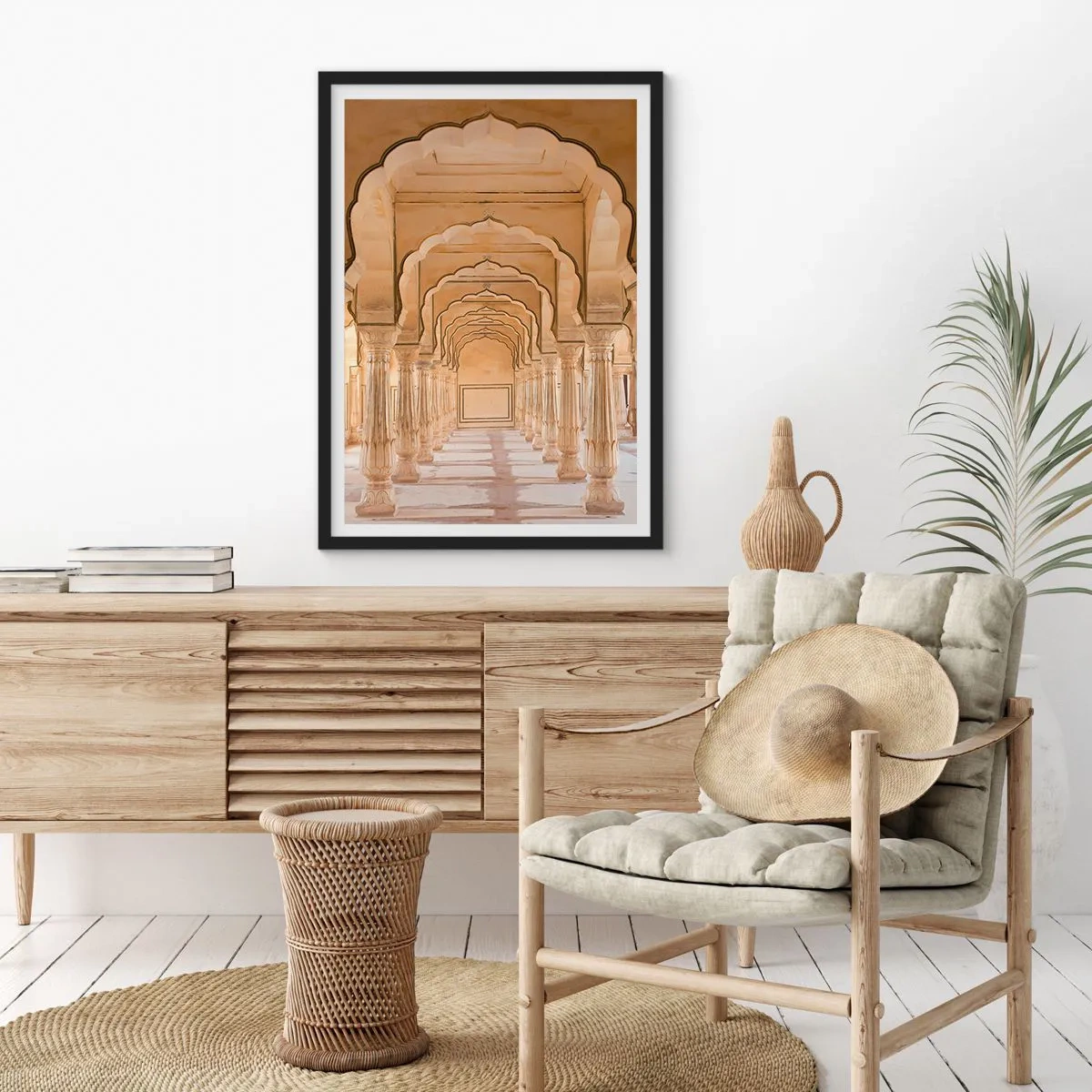 Poster în ramă neagră - Simetria orientală - 50x70cm - În palatul Maharajahului - Decorațiune modernă pentru perete pentru living și dormitor ARTTOR