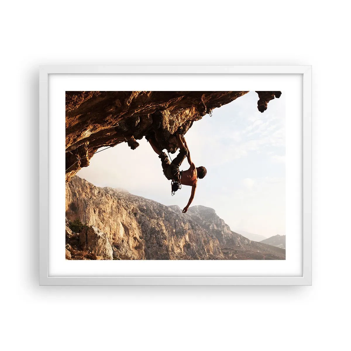 Poster în ramă albă - Lumea s-a micșorat într-un pumn pe un afloriment de bolovani - 50x40 cm