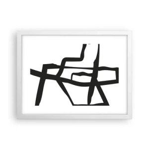 Poster în ramă albă - Construcție în alb și negru - 40x30 cm