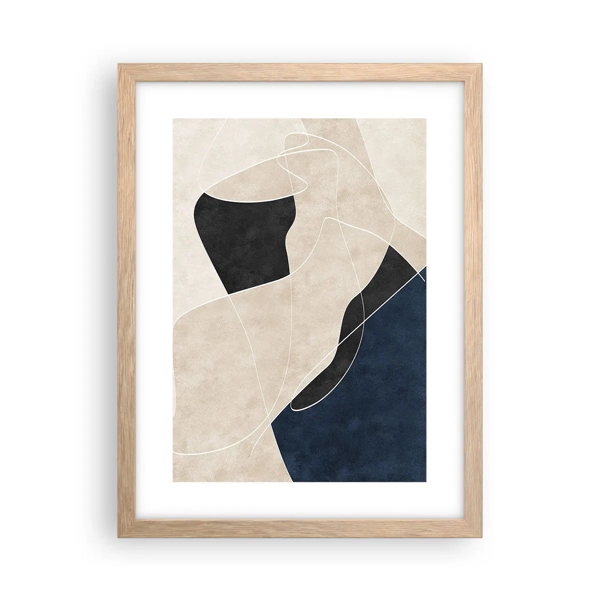 Poster în ramă de stejar deschis - Compoziție abstractă - contrast de culori - 30x40 cm