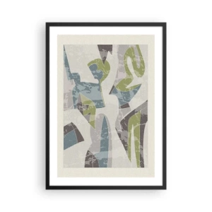 Poster în ramă neagră - Figuri abstracte în nuanțe de verde și albastru - 50x70cm - Compoziție din spatele geamului - Decorațiune modernă pentru perete pentru living și dormitor ARTTOR