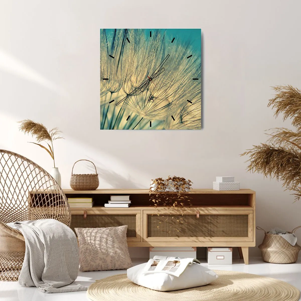 Ceas de perete - Ceas pe sticlă - Așteptând vântul - 40x40 cm