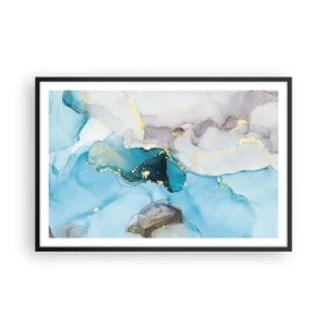Poster în ramă neagră - Un studiu al întâlnirii dintre gri și turcoaz - 91x61 cm
