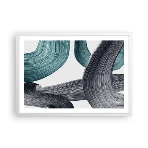Poster în ramă albă - Trasee de smarald și negru - 70x50 cm