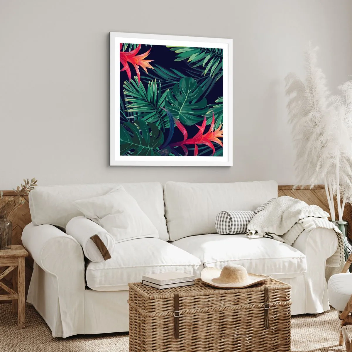 Poster în ramă albă - Flacăra verde - 50x50 cm