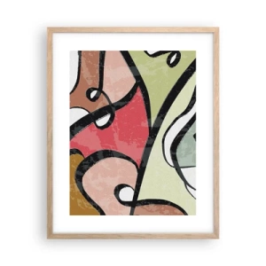 Poster în ramă de stejar deschis - Piruetă printre culori - 40x50 cm