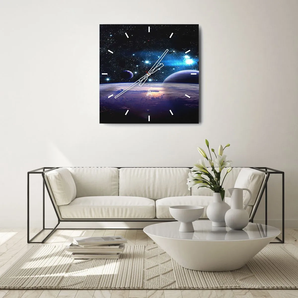 Ceas de perete - Ceas pe sticlă - Tot singuri? - 40x40 cm