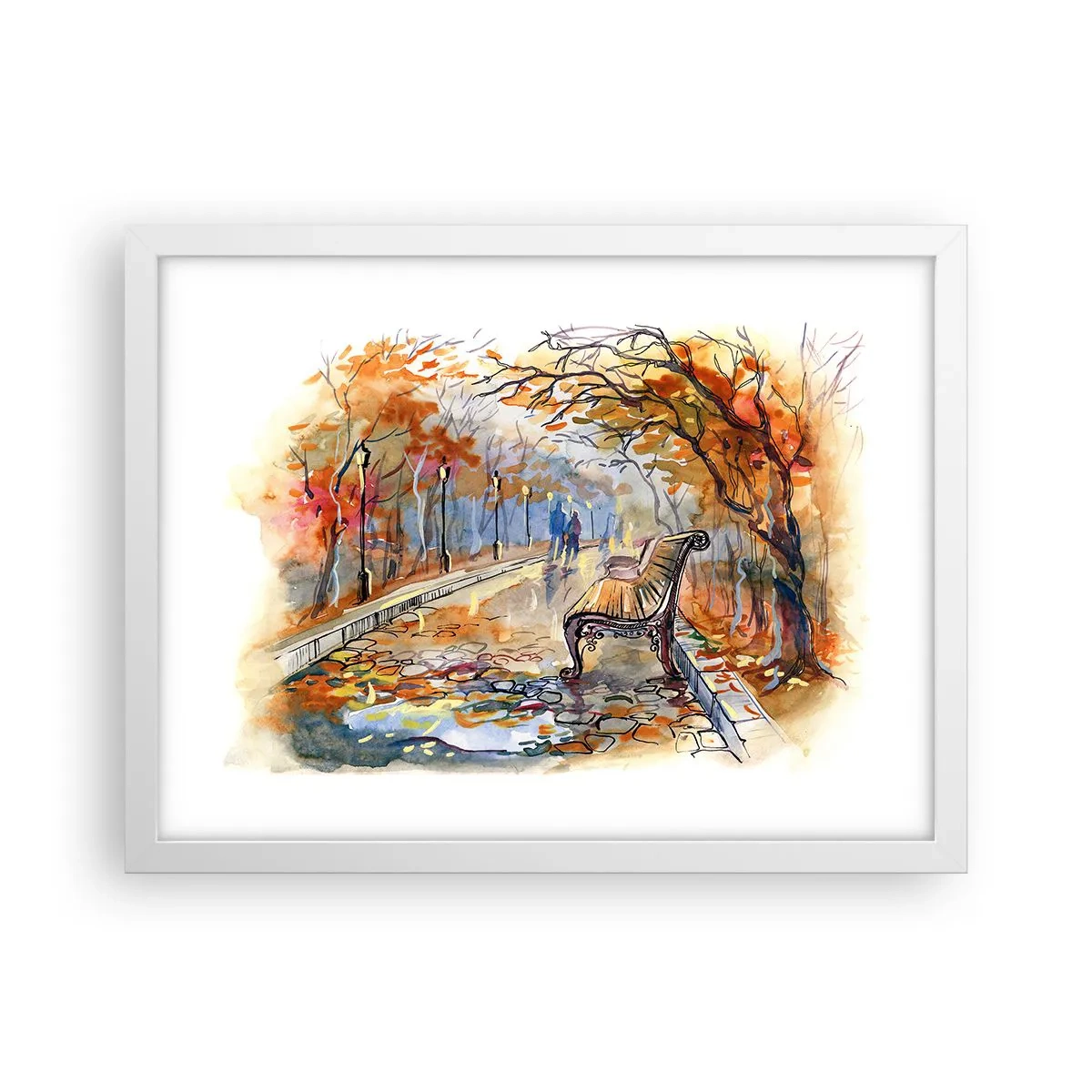 Poster în ramă albă - Pășim împreună în toamnă - 40x30 cm