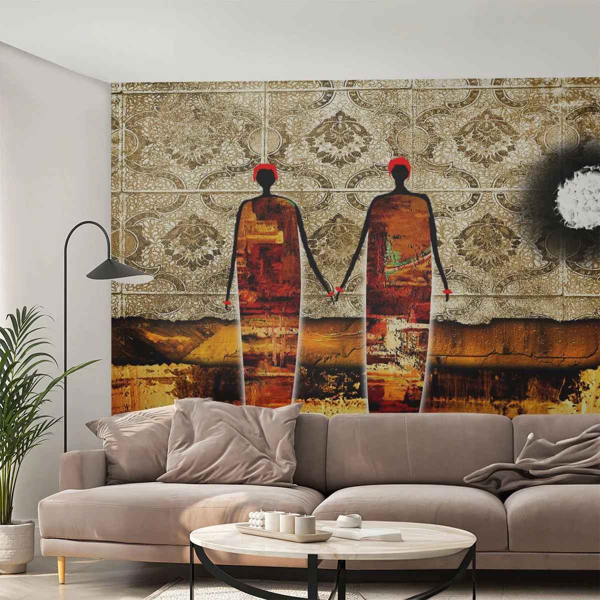 Tapet Premium Canvas - Compoziție etnică în culorile Africii - oameni, Africa, Grafică - 250x175 cm