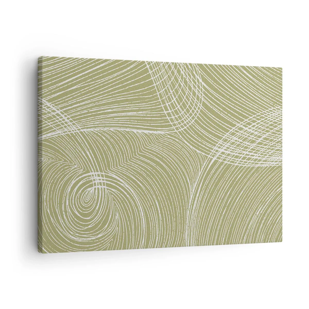 Tablou pe pânză Canvas - Linii verzi și albe într-o compoziție abstractă - 70x50cm - Abstracție complicată în alb - Decorațiune modernă pentru perete pentru living și dormitor ARTTOR