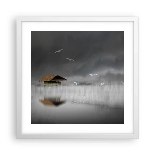 Poster în ramă albă - Adăpost de ploaie - 40x40 cm