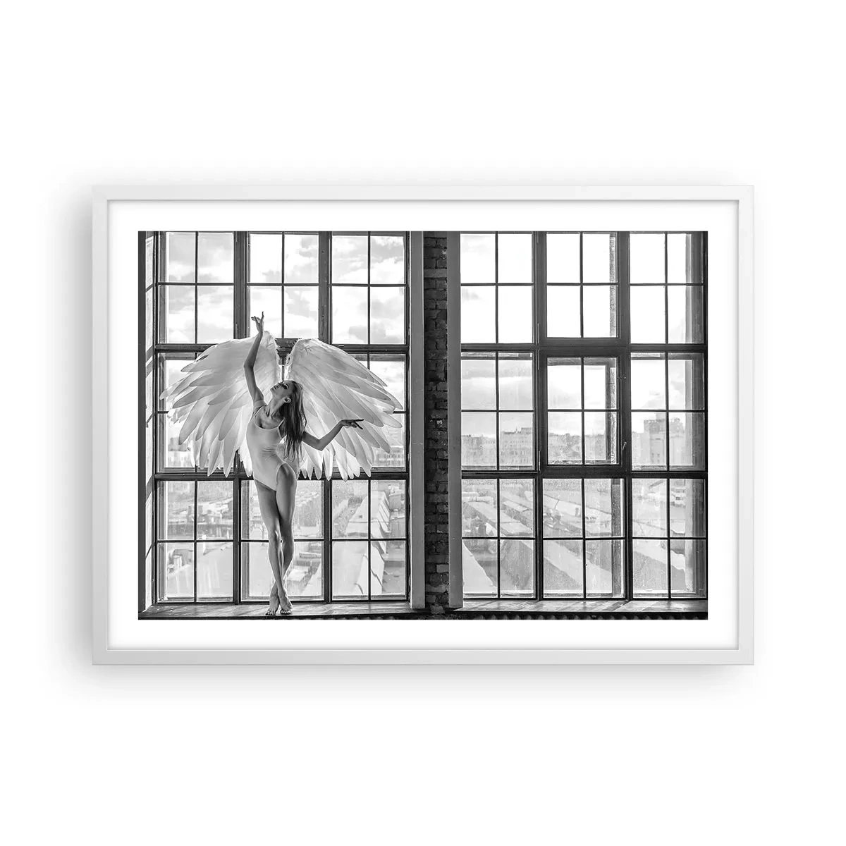 Poster în ramă albă - Orașul îngerilor dansatori? - 70x50 cm