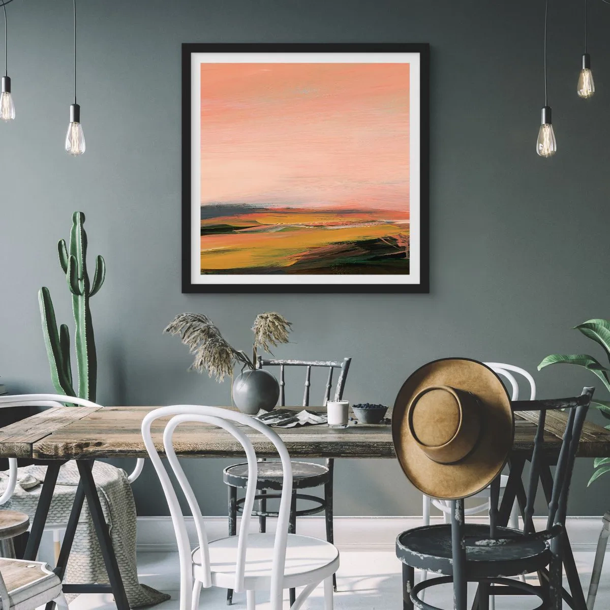 Poster în ramă neagră - Tonalitatea de roz - 30x30 cm