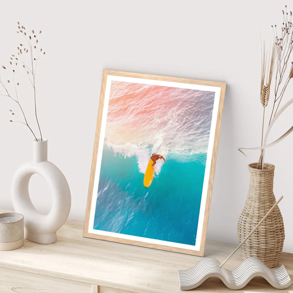 Poster în ramă de stejar deschis - Călărețul oceanului - 40x50 cm