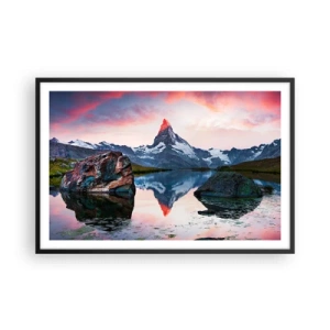 Poster în ramă neagră - Inima munților este fierbinte - 91x61 cm